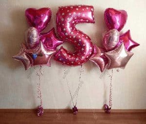 Комплект шаров для девочки на 5 лет "Мечты", 10 шаров + цифра
