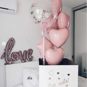 Коробка с шарами «Розовый зефир» 7 шт.*