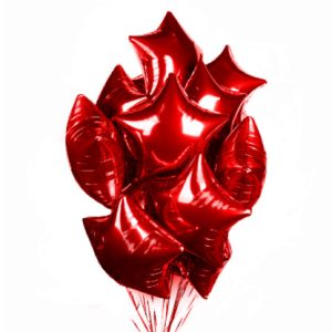 Облако из 10 фольгированных шаров «Красные звезды»