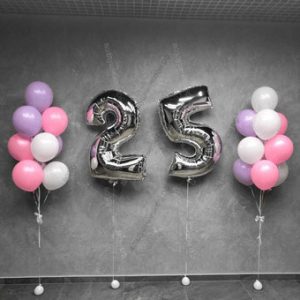 Сет "Зефирка" из шаров для девушки на 25 лет , 2 цифры + 2 фонтана