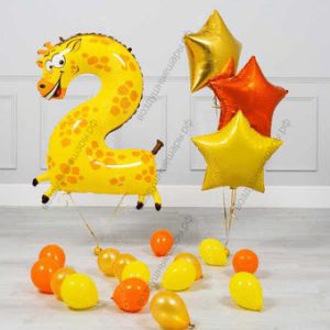 Шары на День рождения ребенка 2 года, сет Жираф, 1 шт