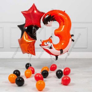 Шары на День рождения ребенка 3 года, сет Лисичка, 1 шт