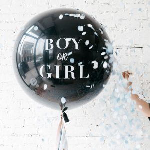 Большой шар-сюрприз «Boy or girl» (90 см.) на тассел гирлянде 1 шт.