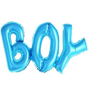 Фольгированный шар (33»/84 см) Фигура, Надпись «Boy», Голубой, 1 шт.