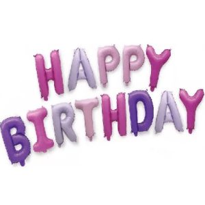 Набор шаров-букв (16»/41 см) Мини-Надпись «Happy Birthday» для девочки, 1 шт.