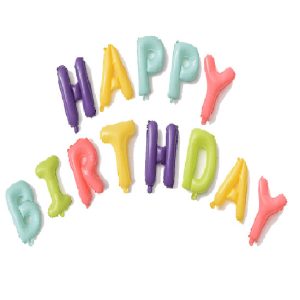 Набор шаров-букв из фольги (16»/41 см) Мини-Надпись «Happy Birthday», Макарунс, Ассорти, 1 шт.