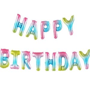 Набор шаров-букв из фольги (16»/41 см) Мини-Надпись «Happy Birthday», Нежная радуга, Градиент, 1 шт.