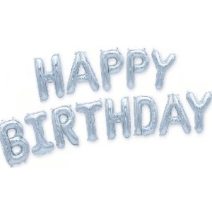 Набор шаров-букв из фольги (16»/41 см) Мини-Надпись «Happy Birthday», Серебро, 1 шт.