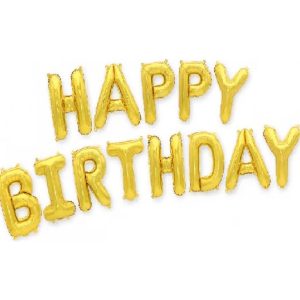 Набор шаров-букв из фольги (16»/41 см) Мини-Надпись «Happy Birthday», Золото, 1 шт.