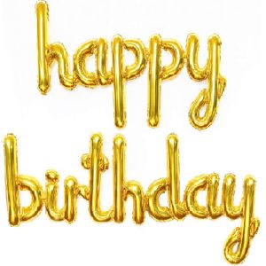 Набор шаров из фольги (17»/43 см) Мини-Надпись «Happy Birthday», Золото, 1 шт.