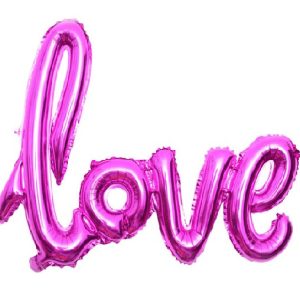 Шар из фольги (41»/104 см) Фигура, Надпись «Love», Фуше, 1 шт.