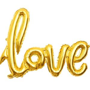 Шар из фольги (41»/104 см) Фигура, Надпись «Love», Золото, 1 шт.