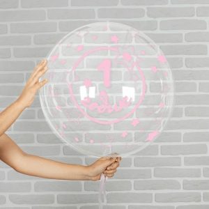Шар прозрачный (61 см.) Bubble, 1 годик девочка. 1 шт.