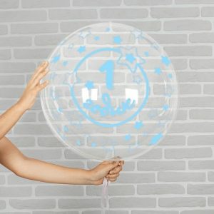 Шар прозрачный (61 см.) Bubble, 1 годик мальчик. 1 шт.