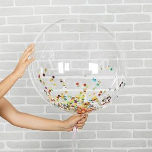 Шар прозрачный (61 см.) Bubble с разноцветным конфетти. 1 шт.