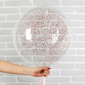 Шар прозрачный (61 см.) Bubble с розовое золото блестками. 1 шт.