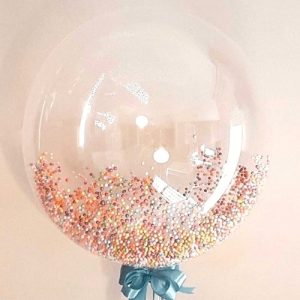Шар прозрачный (61 см.) Bubble, С шариками пенопласта. 1 шт.