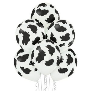Шар Пятна Коровы, Белый, (30 см) с гелием 10 шт.