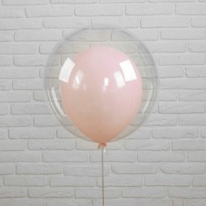 Шар в шаре персиковый (61 см.) Bubble. 1 шт.