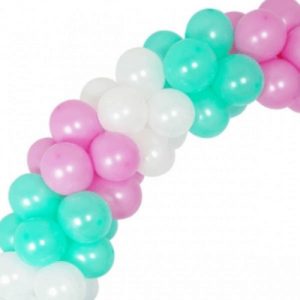 Гирлянда из шаров бирюзовый-розовый-белый, 1 метр.