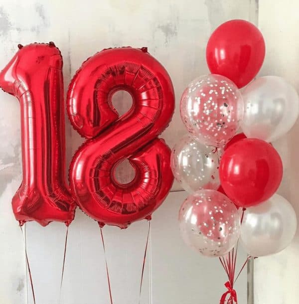 Набор шаров на 18 лет «Красное & Белое»