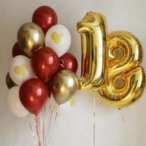 Набор шаров на 18 лет » Золото с рубином»