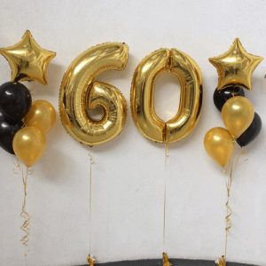 Набор воздушных шаров «Цифры 60 и 2 фонтана из шаров»