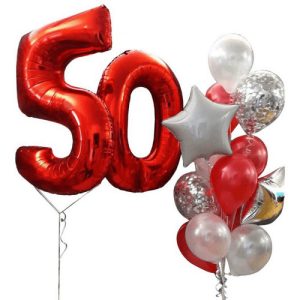 Набор воздушных шаров «Красные цифры 50»