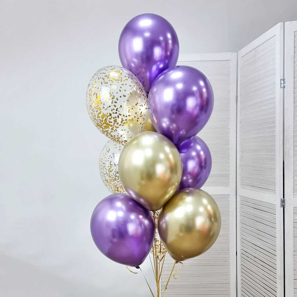 Фонтан из шаров «Фиолетово-золотой» - с доставкой шаров в Москве! 33377товаров! Цены от 11 руб за шар!