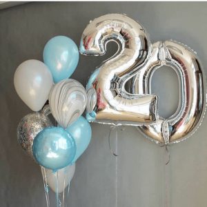 Набор воздушных шаров «20 лет серебряный агат»