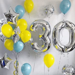 Набор воздушных шаров «Серебряные цифры 30»
