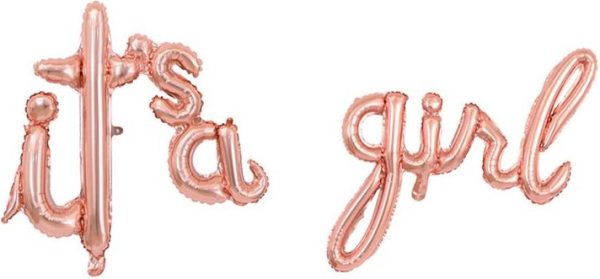 (16''/41 см) Мини-Надпись "It`s a Girl", Розовое Золото