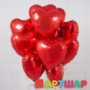 Фонтан из 10 красных сердец