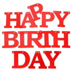 Гирлянда Happy Birthday, Красный, с блестками, 15*180 см