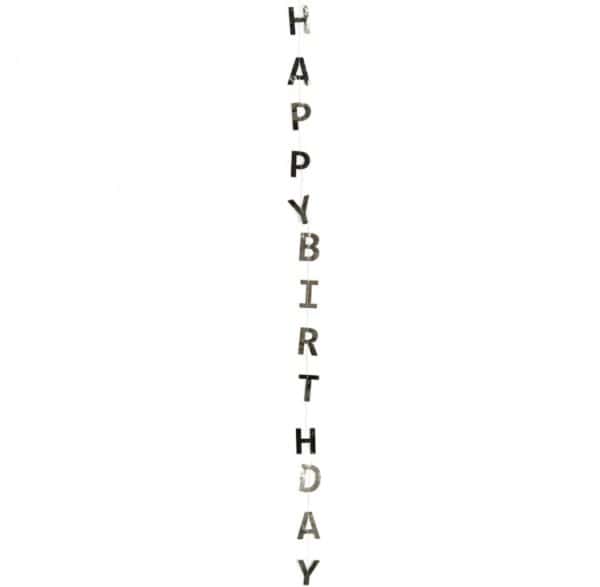 Гирлянда-подвеска Happy Birthday, Серебро, Металлик, 120 см, 1 упак.
