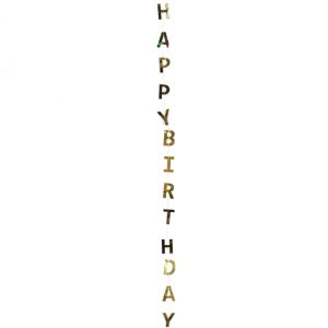 Гирлянда-подвеска Happy Birthday, Золото, Металлик, 120 см, 1 упак.