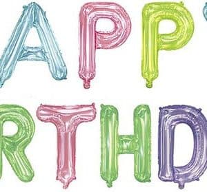 Набор шаров-букв (16''/41 см) Мини-Надпись "Happy Birthday", Ассорти, Кристалл