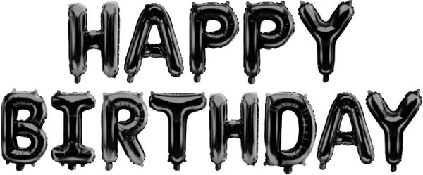 Набор шаров-букв (16''/41 см) Мини-Надпись "Happy Birthday", Черный