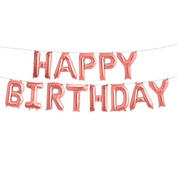 Набор шаров-букв 41 см, Надпись "Happy Birthday", Розовое Золото
