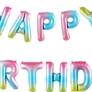 Набор шаров-букв из фольги (16''/41 см) Мини-Надпись "Happy Birthday", Нежная радуга, Градиент