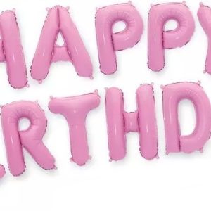 Набор шаров-букв из фольги (16''/41 см) Мини-Надпись "Happy Birthday", Розовый