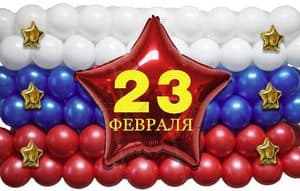 Панно из шаров "23 февраля" для оформления офиса, Панно из шаров "23 февраля" для оформления офиса