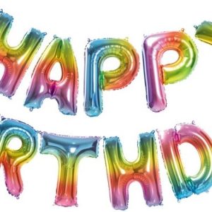 Шары-буквы (14''/36 см) "Happy Birthday", Радужный Градиент